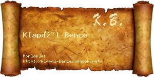 Klapál Bence névjegykártya